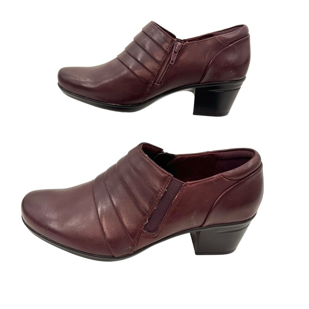 CLARKS EMSLIE GUIDE ULTIMATE COMFORT COLLECTION BROWN LEATHER SHOOTIE - 10